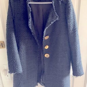 Black Zara lightweight distressed peacoat